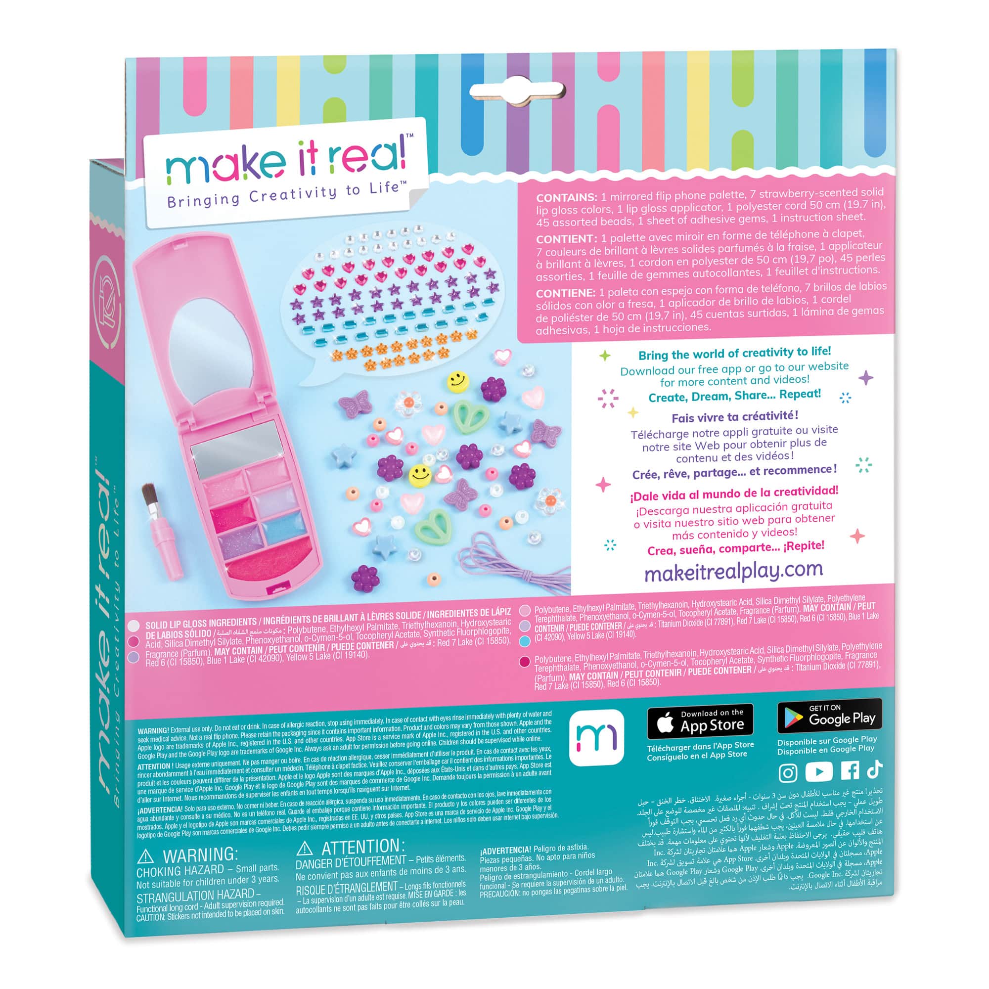 Make It Real™ Flip Phone Lip Gloss Set & DIY Lanyard